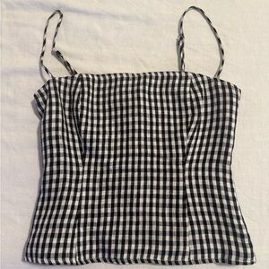 Reformation Overland Top Gingham - Size 4 - Black & White